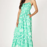 Tropic Corset Tiered Maxi Dress