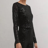 Aurora Sequin Cropped Long Sleeve
