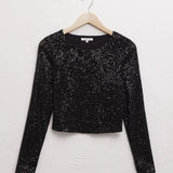 Aurora Sequin Cropped Long Sleeve