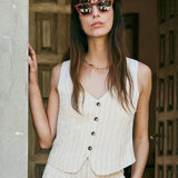 Belfort Pinstripe Linen Vest