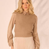 Darci Cropped Button Front Blouse