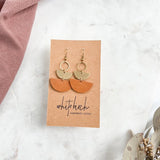 Mini Biscuit Brown Stacked 1/2 Moon Earrings