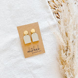 Leather & Brass Circle Post Earrings