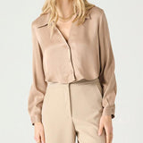 Darci Cropped Button Front Blouse