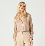 Darci Cropped Button Front Blouse