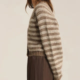 Este Metallic Stripe Cardigan
