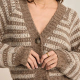 Este Metallic Stripe Cardigan