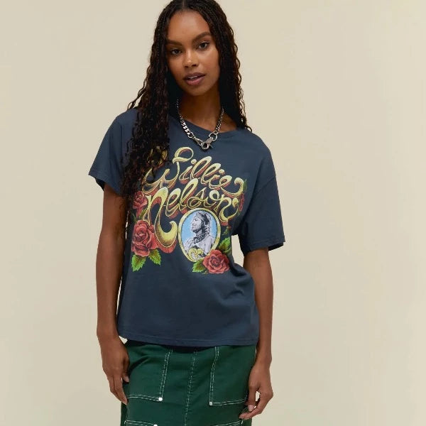 Willie Nelson Rose Frame BF Tee