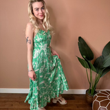 Tropic Corset Tiered Maxi Dress