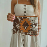 Cowhide Aztec Makeup Bag
