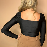 Stacy Metallic Square Neck L/S Bodysuit