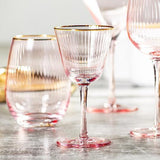 Optic Cocktail Glass w Gold Rim