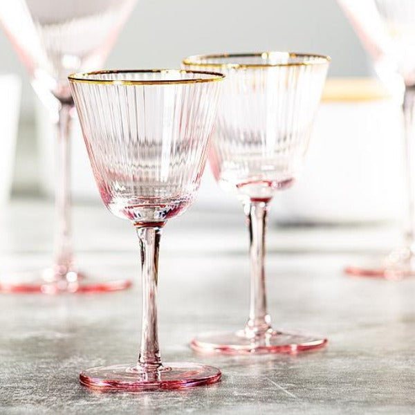 Optic Cocktail Glass w Gold Rim