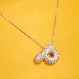Rhinestone Bubble Balloon Initial Necklace
