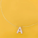 Rhinestone Bubble Balloon Initial Necklace