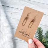 Leather & Brass Oval Accent Earrings