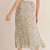 Green Thumbs Pleated Midi Skirt