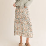Green Thumbs Pleated Midi Skirt