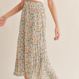 Green Thumbs Pleated Midi Skirt