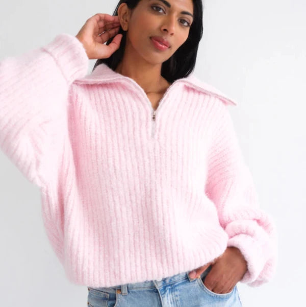 1/2 Zip Trucker Neck Sweater