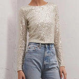 Aurora Sequin Cropped Long Sleeve
