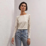 Aurora Sequin Cropped Long Sleeve