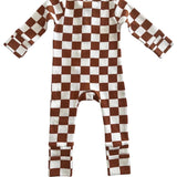 Checkerboard Organic 2-Way Zip Romper