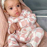 Checkerboard Organic 2-Way Zip Romper
