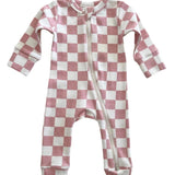 Checkerboard Organic 2-Way Zip Romper