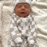 Checkerboard Organic 2-Way Zip Romper