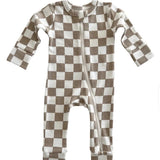 Checkerboard Organic 2-Way Zip Romper