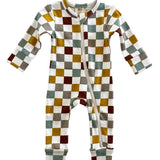 Checkerboard Organic 2-Way Zip Romper