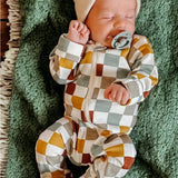 Checkerboard Organic 2-Way Zip Romper