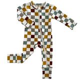 Checkerboard Organic 2-Way Zip Romper