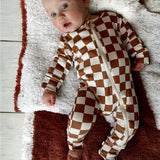 Checkerboard Organic 2-Way Zip Romper
