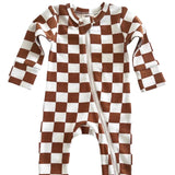 Checkerboard Organic 2-Way Zip Romper