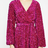 Cerise Velvet Sequin Dress