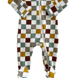 Checkerboard Organic Zip Footie