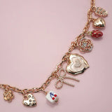 Strawberry Bow Flower Charm Necklace