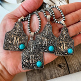 Initial Eartag Pendant Necklace