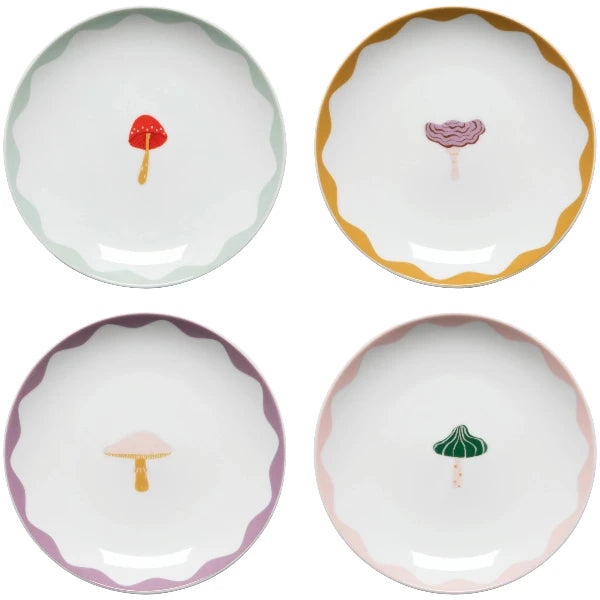 Mushroom Gems Appetizer Plates Set/4