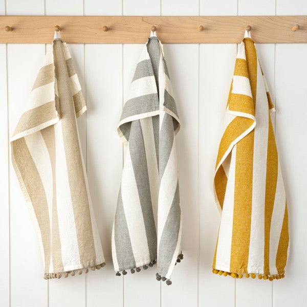 Pom Pom Stripe Tea Towels S/2
