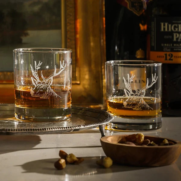 2 Glass Tumblers - Stag Prince