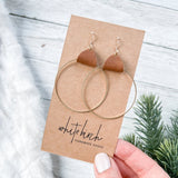Leather & Brass Circle Earrings