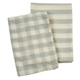 Gingham Stripe Linen Tea Towels Set/2