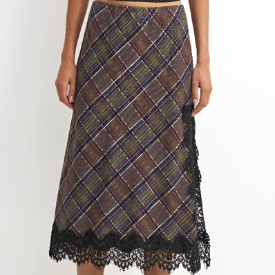 Woven Plaid Skirt