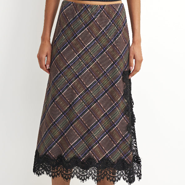 Woven Plaid Skirt