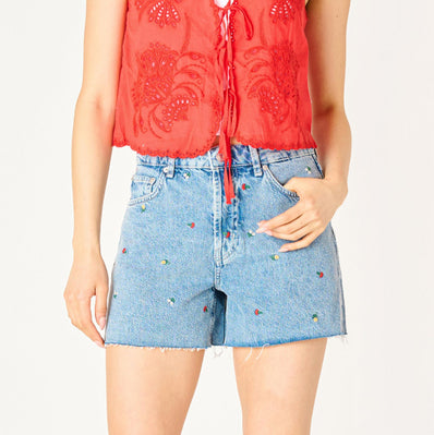 Emily Embroidered Denim Shorts