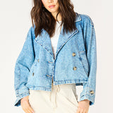 Rosalyn Crop Denim Trench Coat