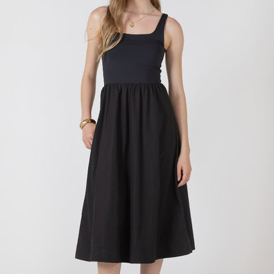 Tenley Mixed Fabric Midi Dress